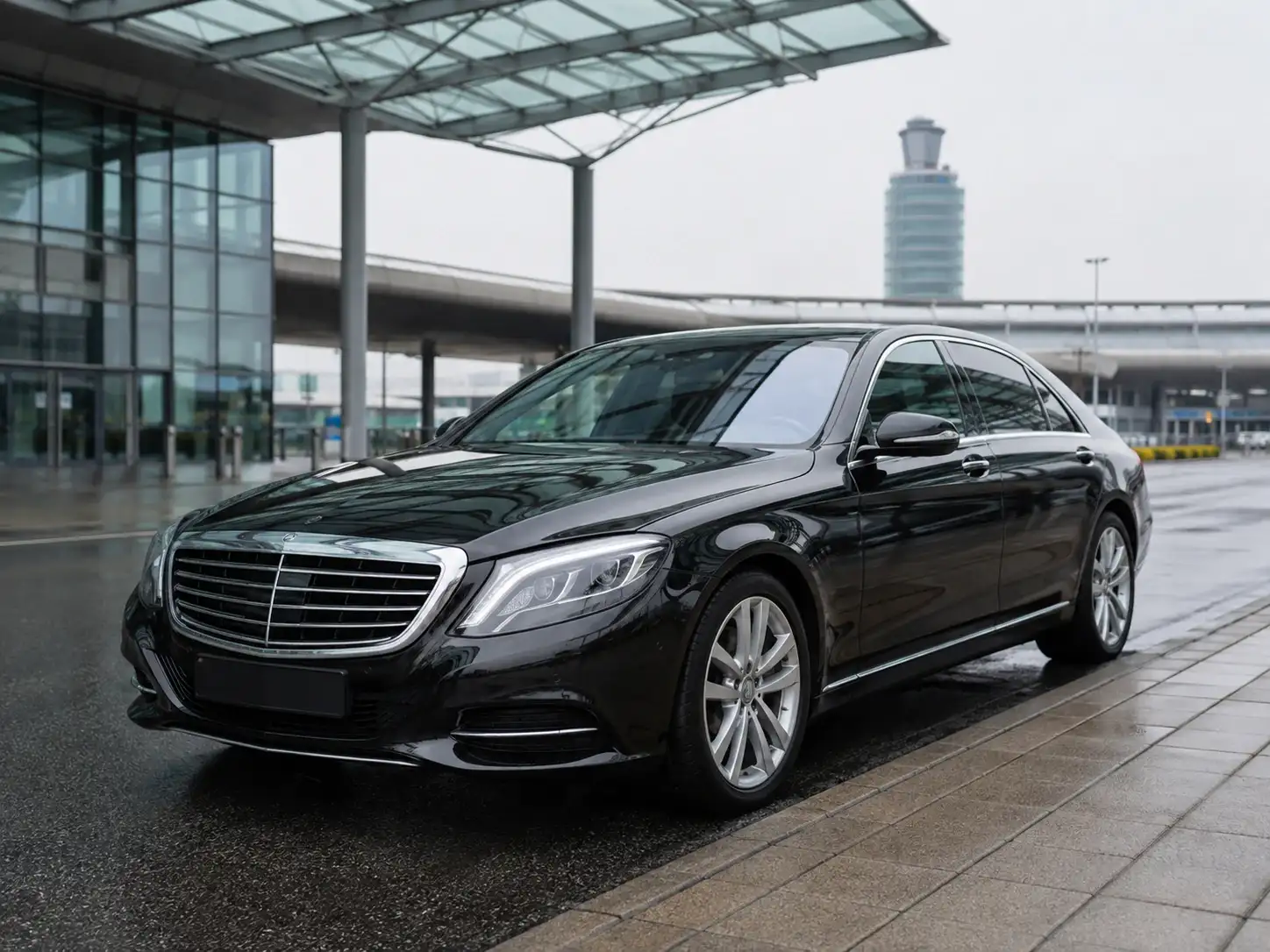 Premiumfahrzeug am Flughafen-Terminal